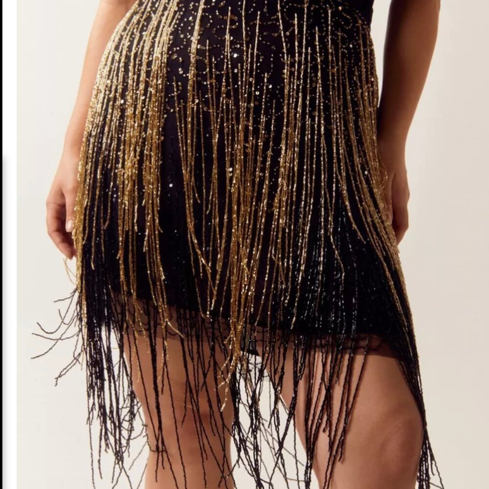 NASY GAL Plus Size Tassel Beaded Mini Skirt